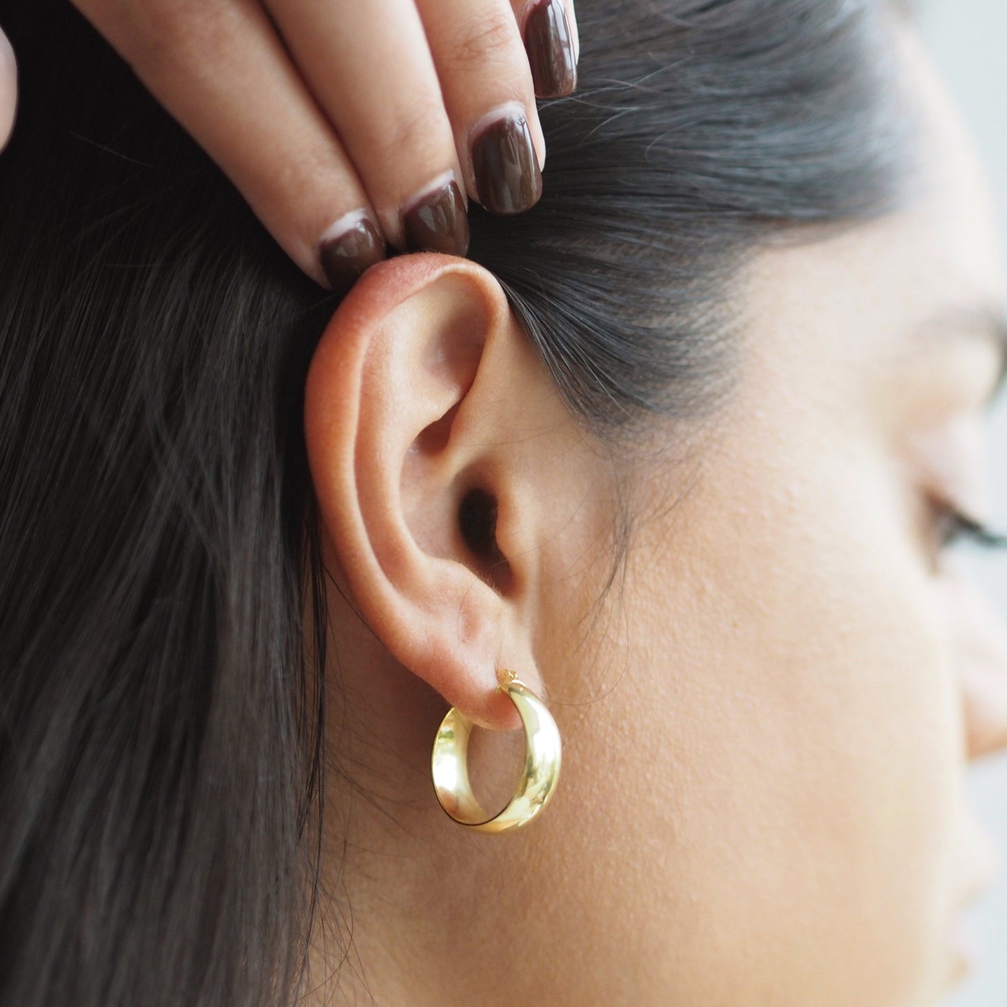 Boucles d'oreilles créoles épaisses en argent sterling plaqué or de 20 mm