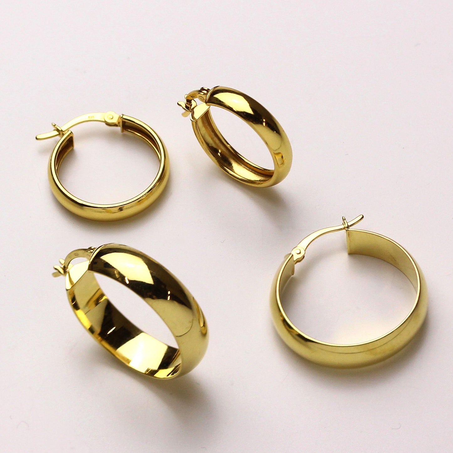 Boucles d'oreilles créoles épaisses en argent sterling plaqué or de 25 mm