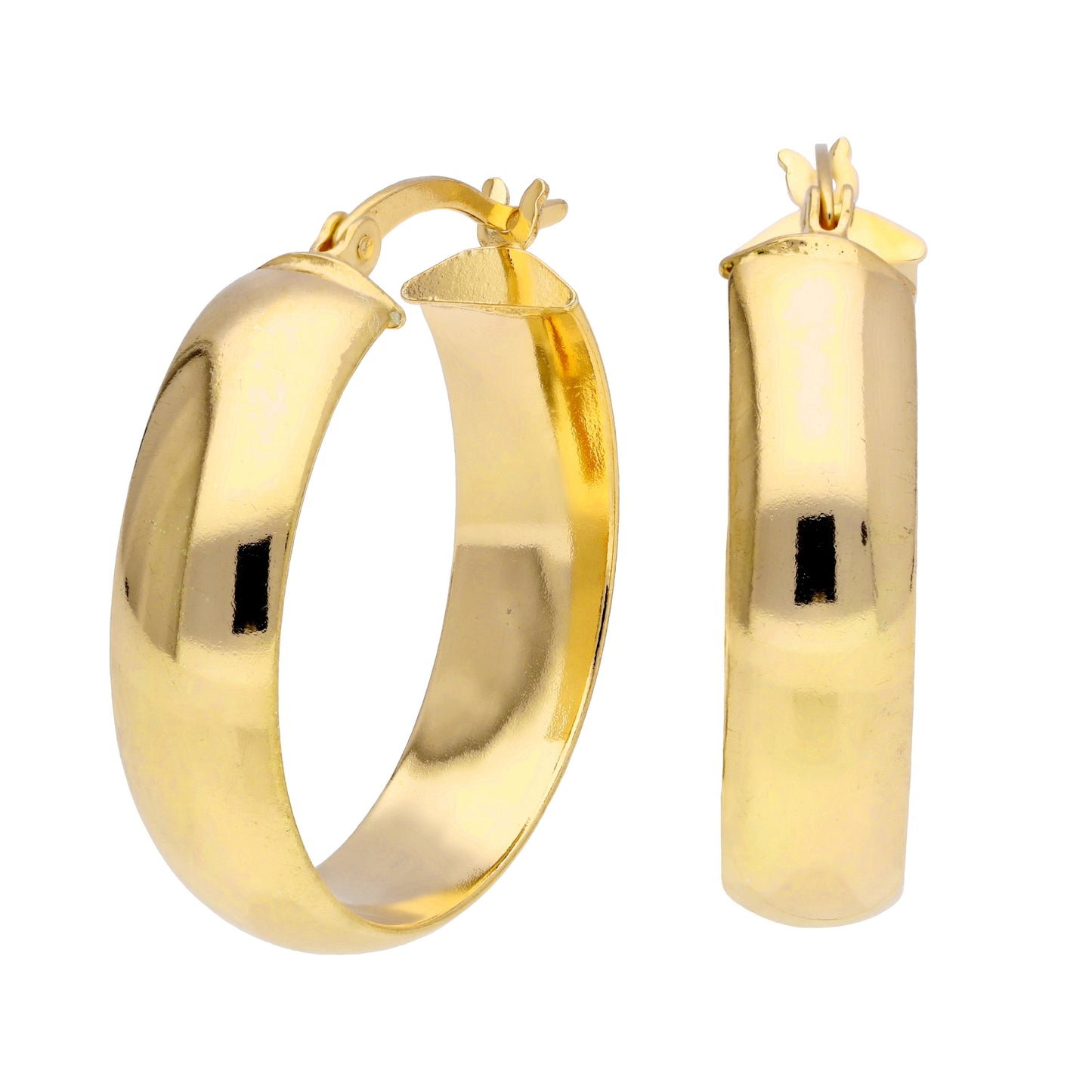 Boucles d'oreilles créoles épaisses en argent sterling plaqué or de 25 mm