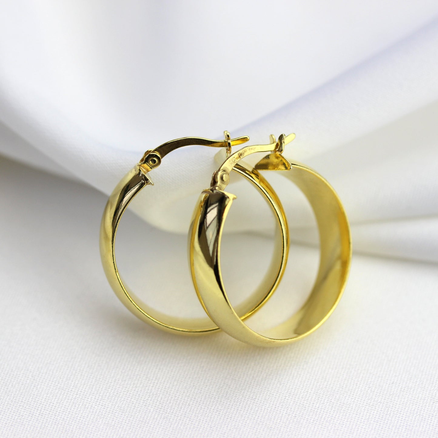 Boucles d'oreilles créoles épaisses en argent sterling plaqué or de 25 mm