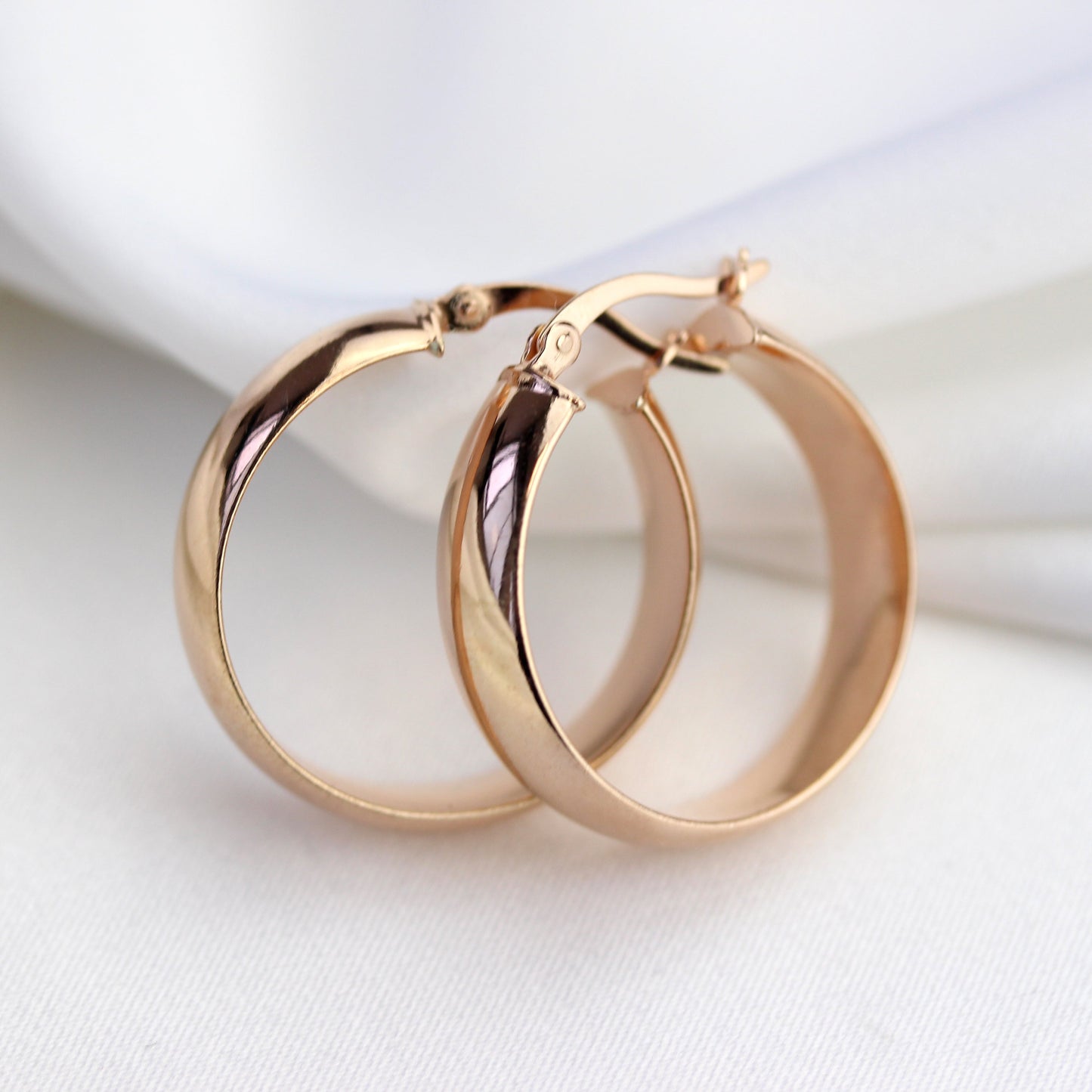 Boucles d'oreilles créoles épaisses en argent sterling plaqué or rose de 25 mm