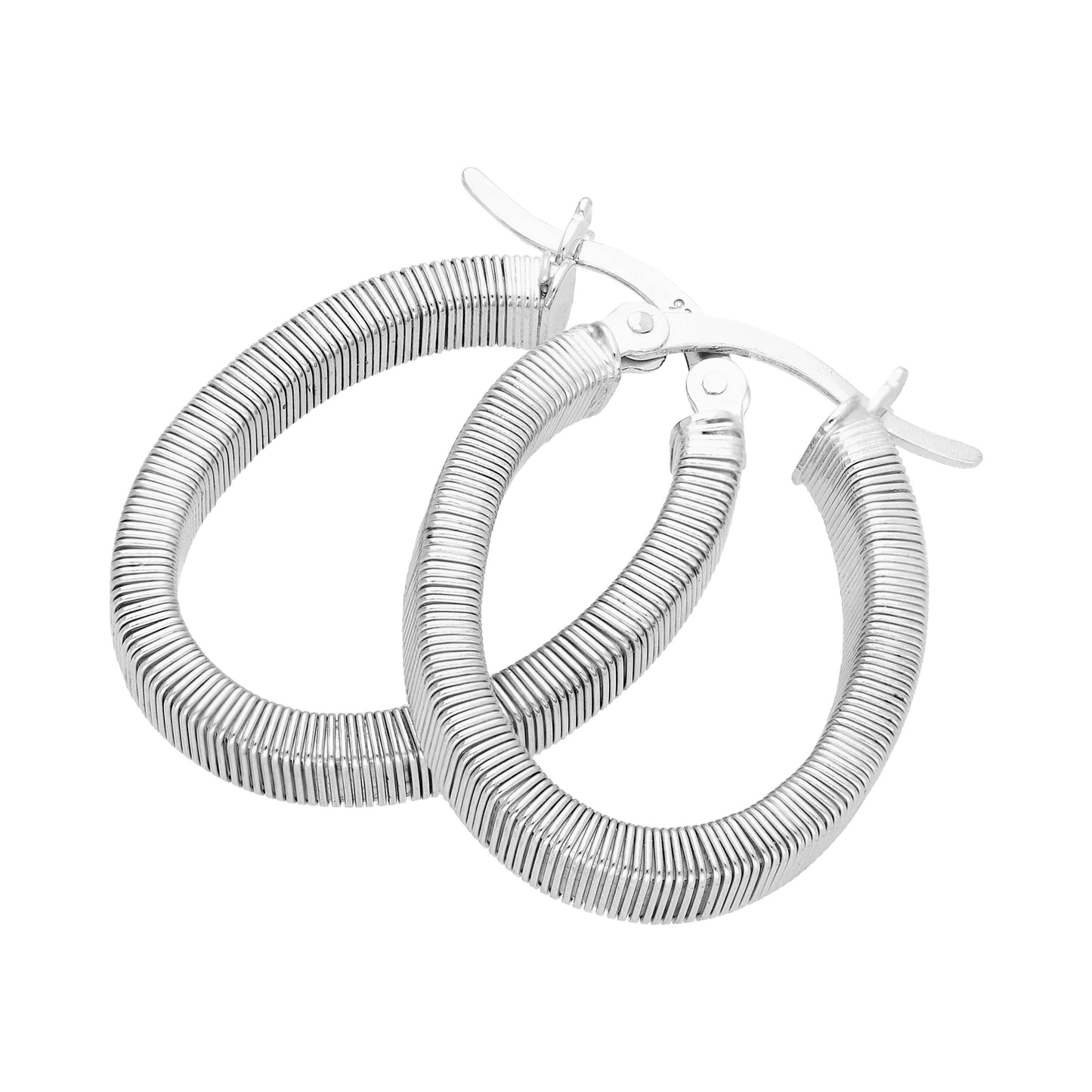 Boucles d'oreilles créoles ovales épaisses doublées en argent sterling