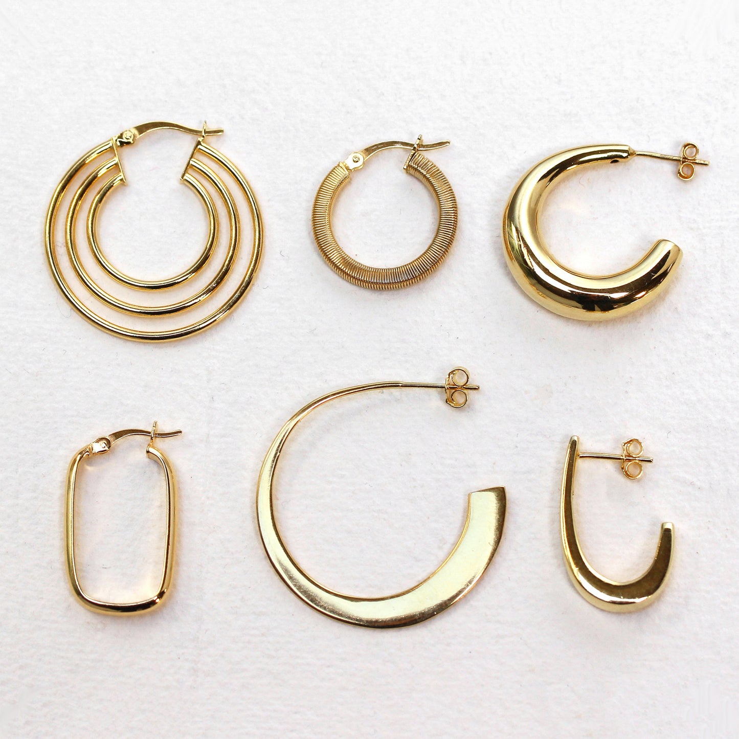 Boucles d'oreilles créoles triple cercle en argent sterling plaqué or