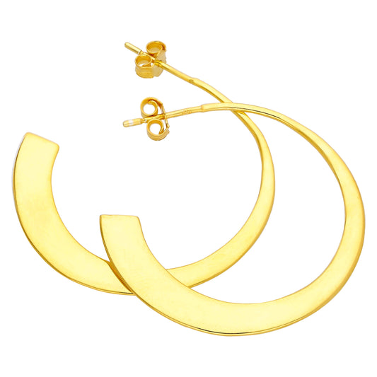 Boucles d'oreilles créoles ouvertes plates et coniques en argent sterling plaqué or