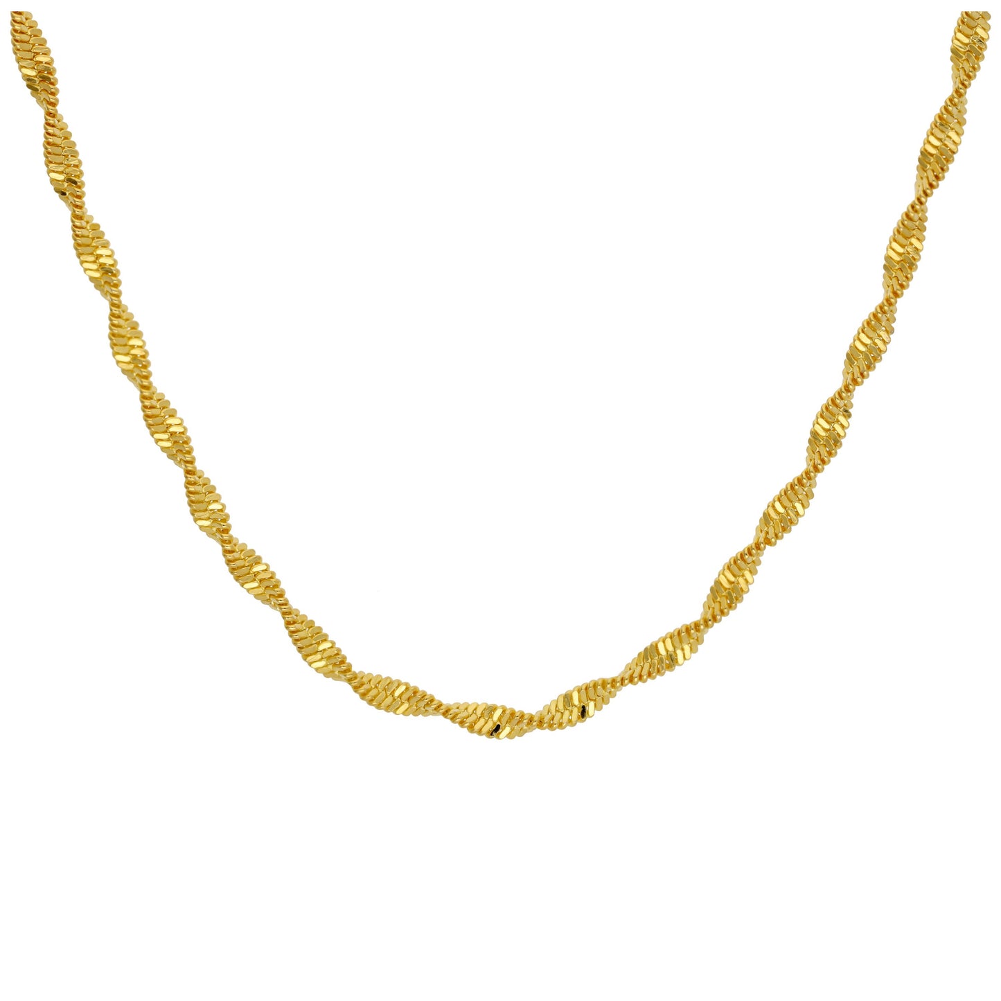 Collier chaîne torsadée en argent sterling plaqué or 18 pouces