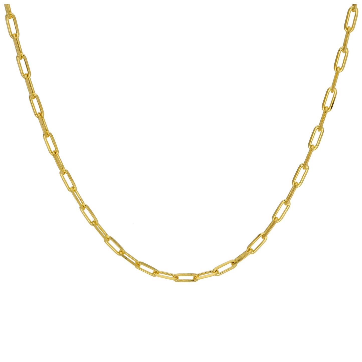 Collier à maillons longs en argent sterling plaqué or de 45 cm