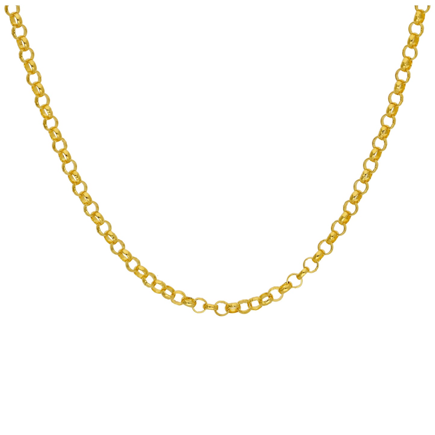 Collier chaîne rolo en argent sterling plaqué or de 3 mm, 45 cm