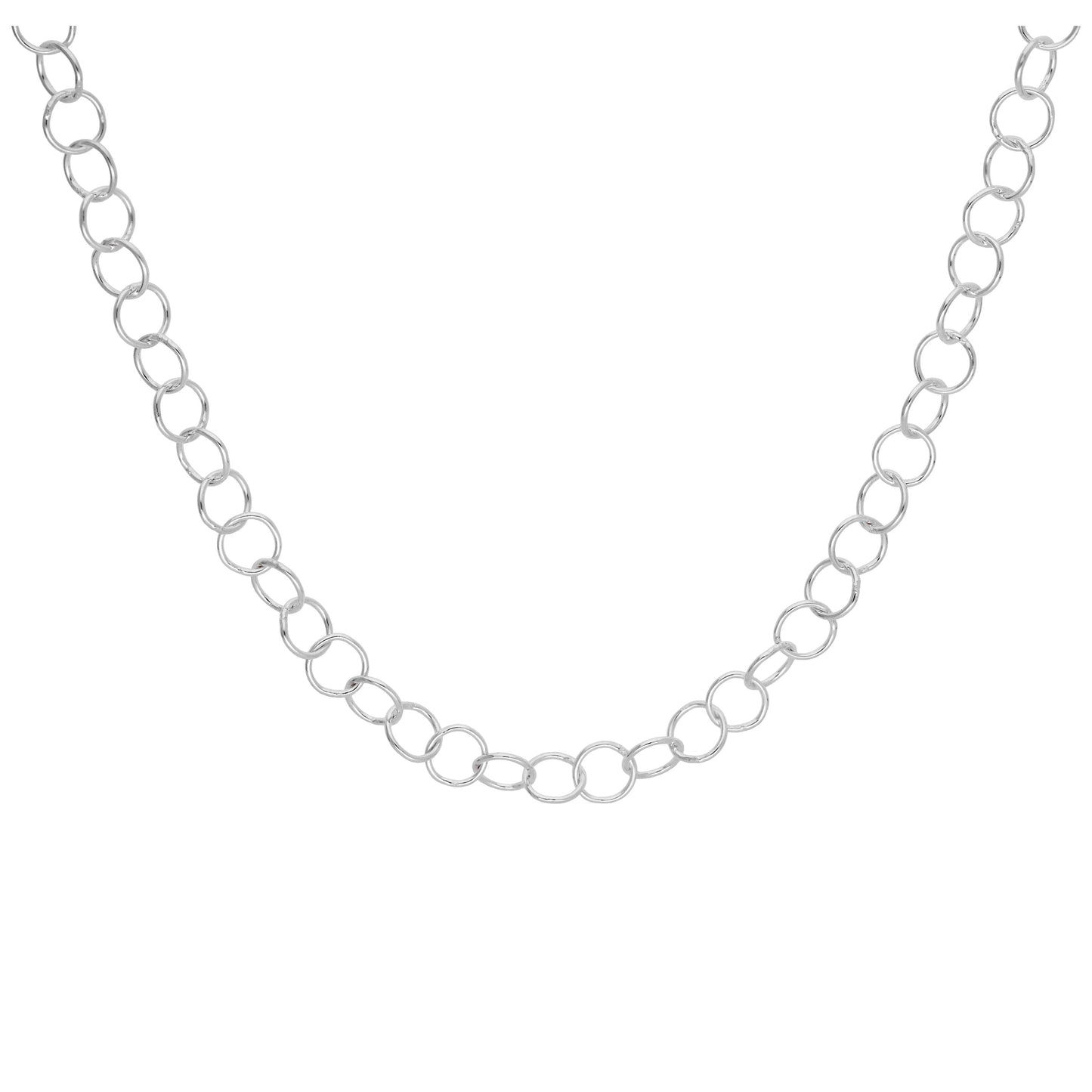Collier à maillons rolo légers en argent sterling de 5 mm, 45,7 cm