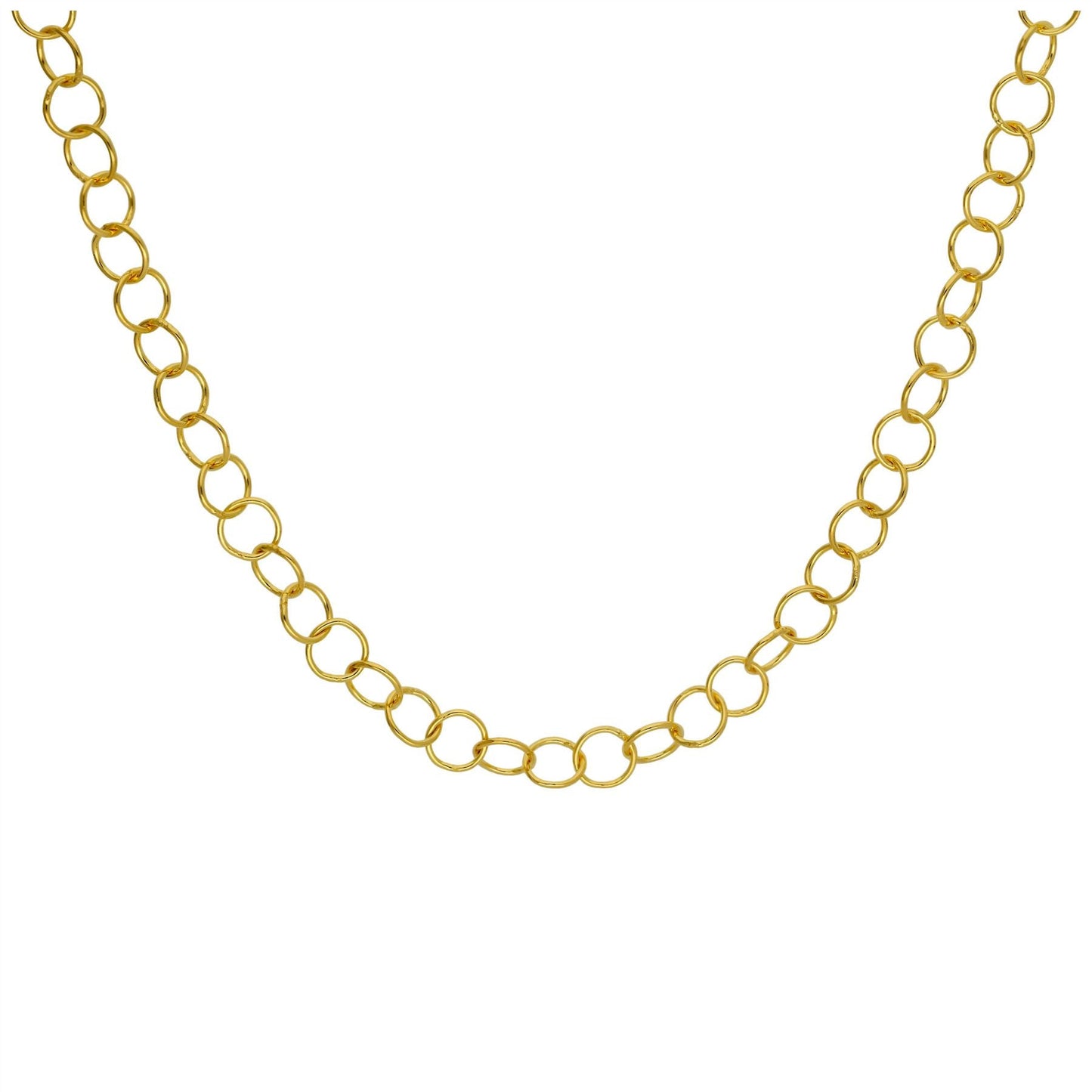 Collier Rolo léger en argent sterling plaqué or de 5 mm, 45,7 cm