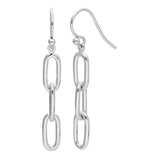 Boucles d'oreilles pendantes à triple maillon en argent sterling