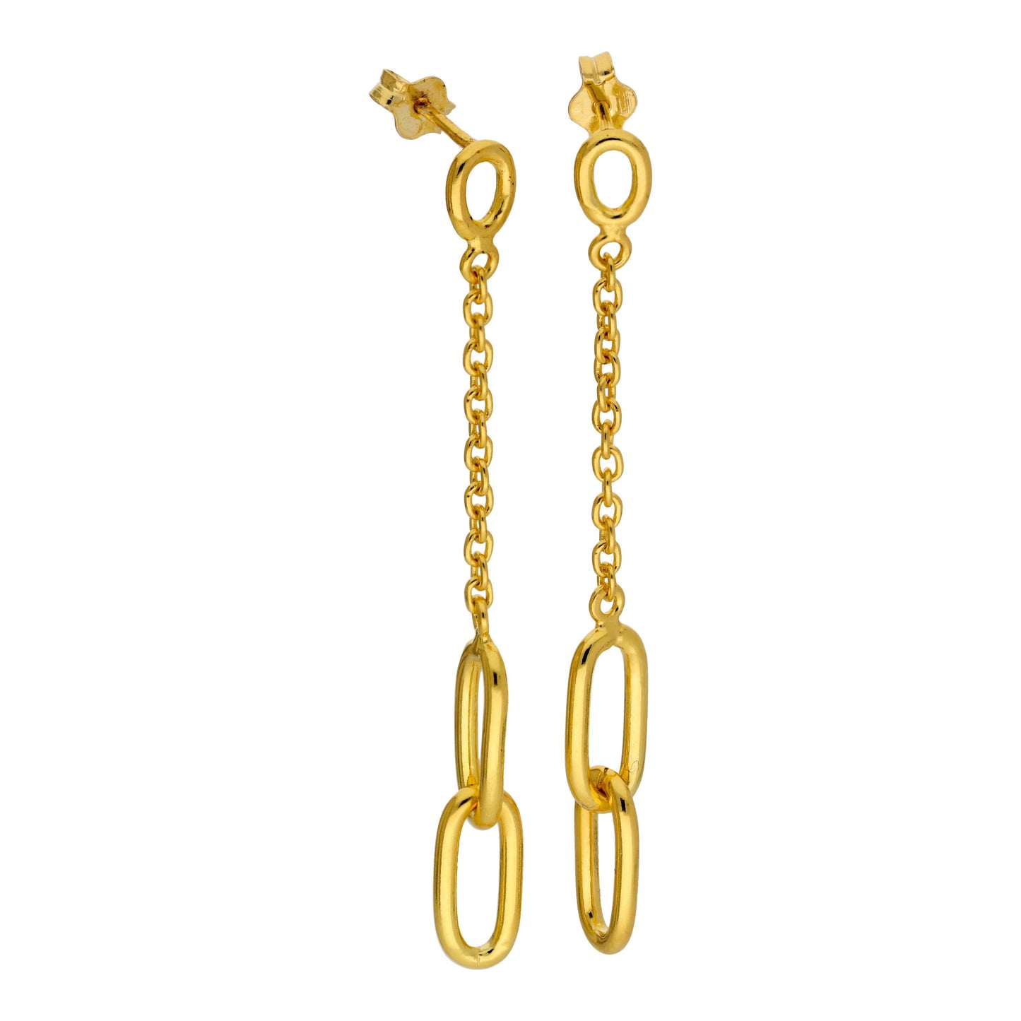 Boucles d'oreilles pendantes à maillons longs en argent sterling plaqué or