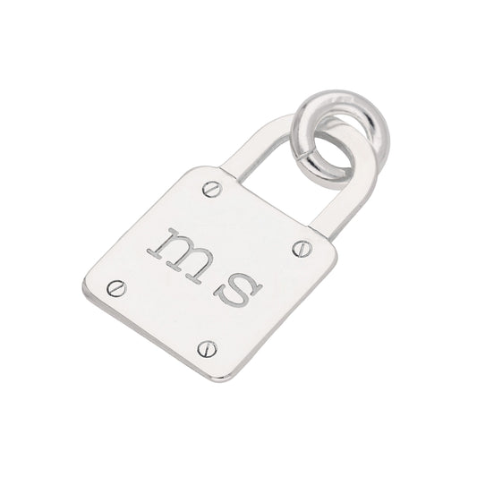 Breloque cadenas initiales en argent sterling sur mesure