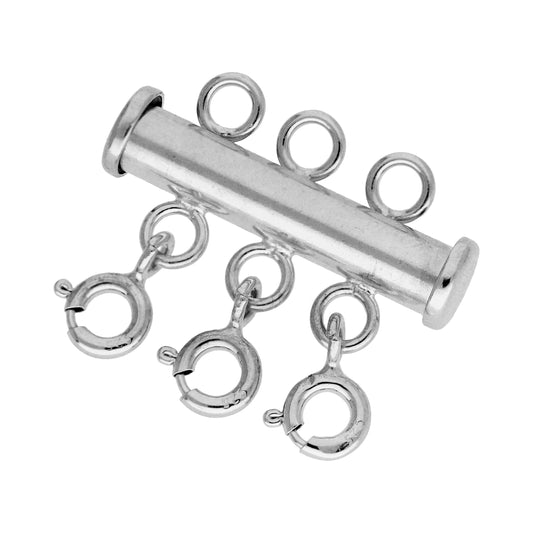 Collier à trois rangs en argent sterling avec fermoir tubulaire