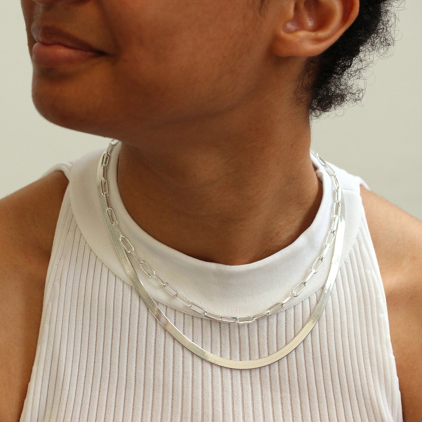 Collier à fermoir à 2 rangs en argent sterling