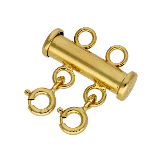 Collier à fermoir à 2 rangs en argent sterling plaqué or