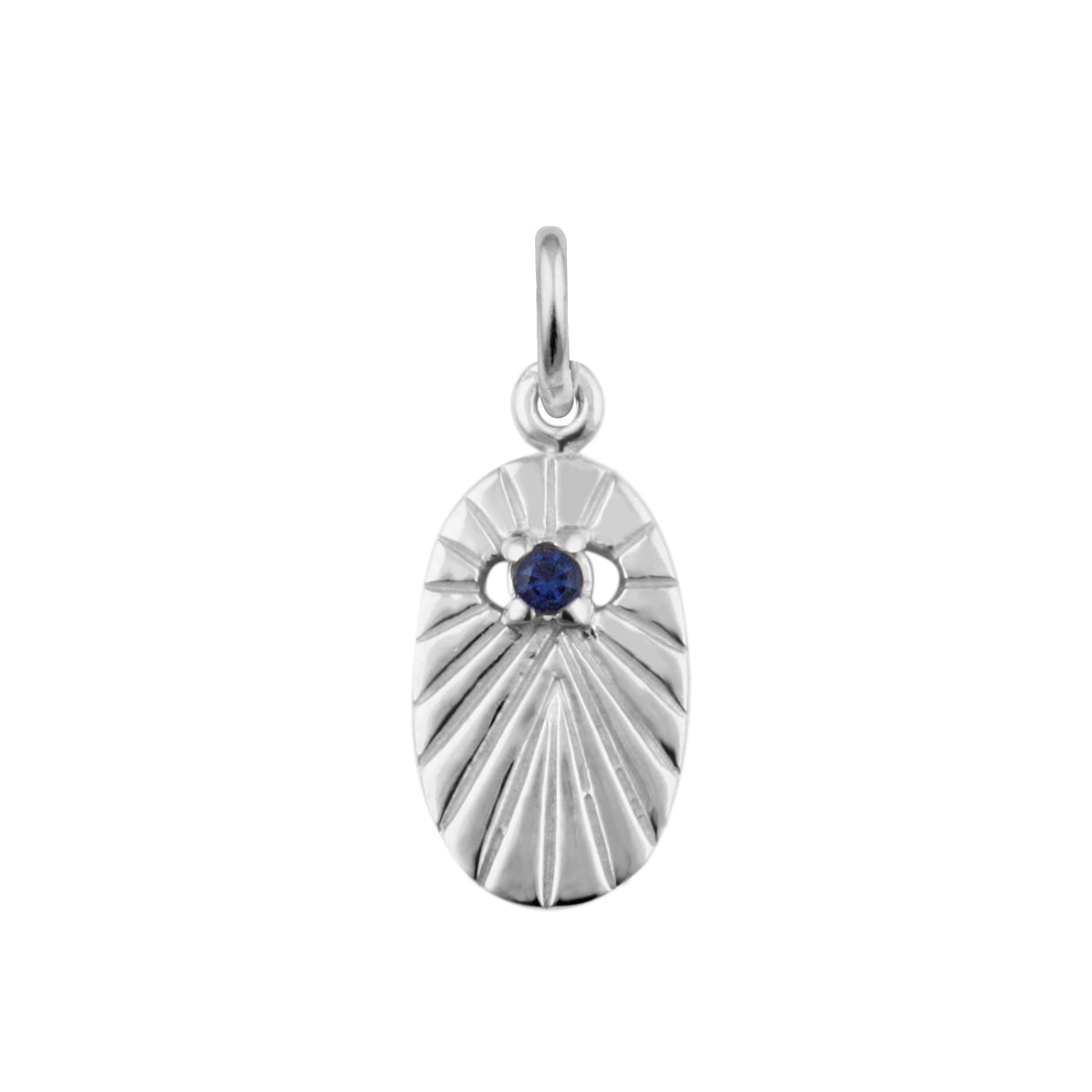 Breloque médaillon ovale étoile en argent sterling avec saphir et zircone cubique