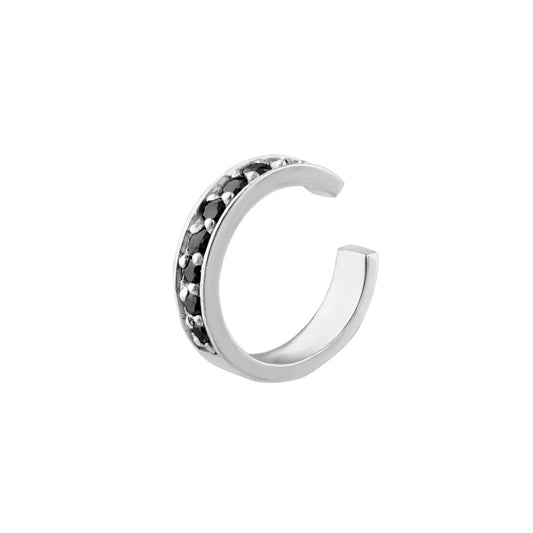 Manchette d'oreille en argent sterling avec pavé de zircones cubiques noires