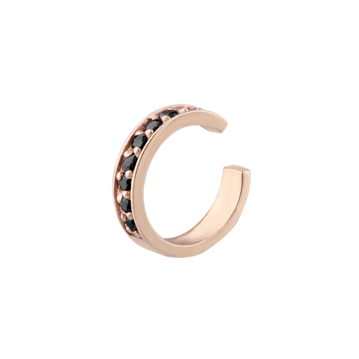Boucle d'oreille en argent sterling plaqué or rose avec zircones cubiques noirs