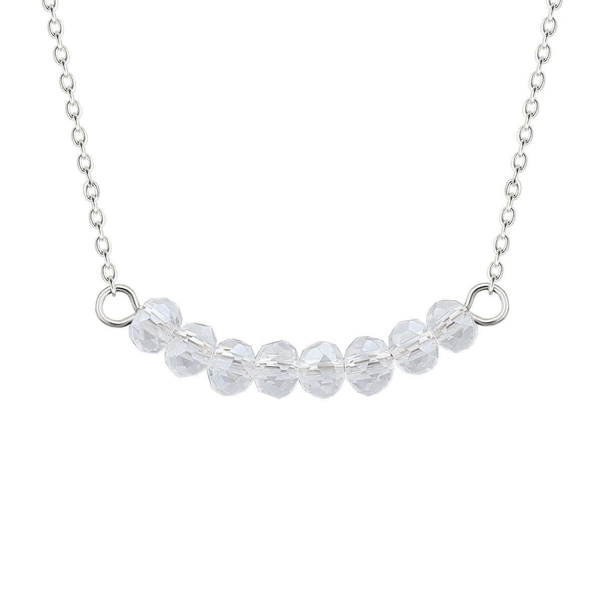 Collier réglable en argent sterling avec perles en oxyde de zirconium de 40 cm