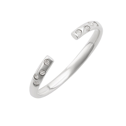 Bague réglable ouverte en argent sterling avec zircone cubique