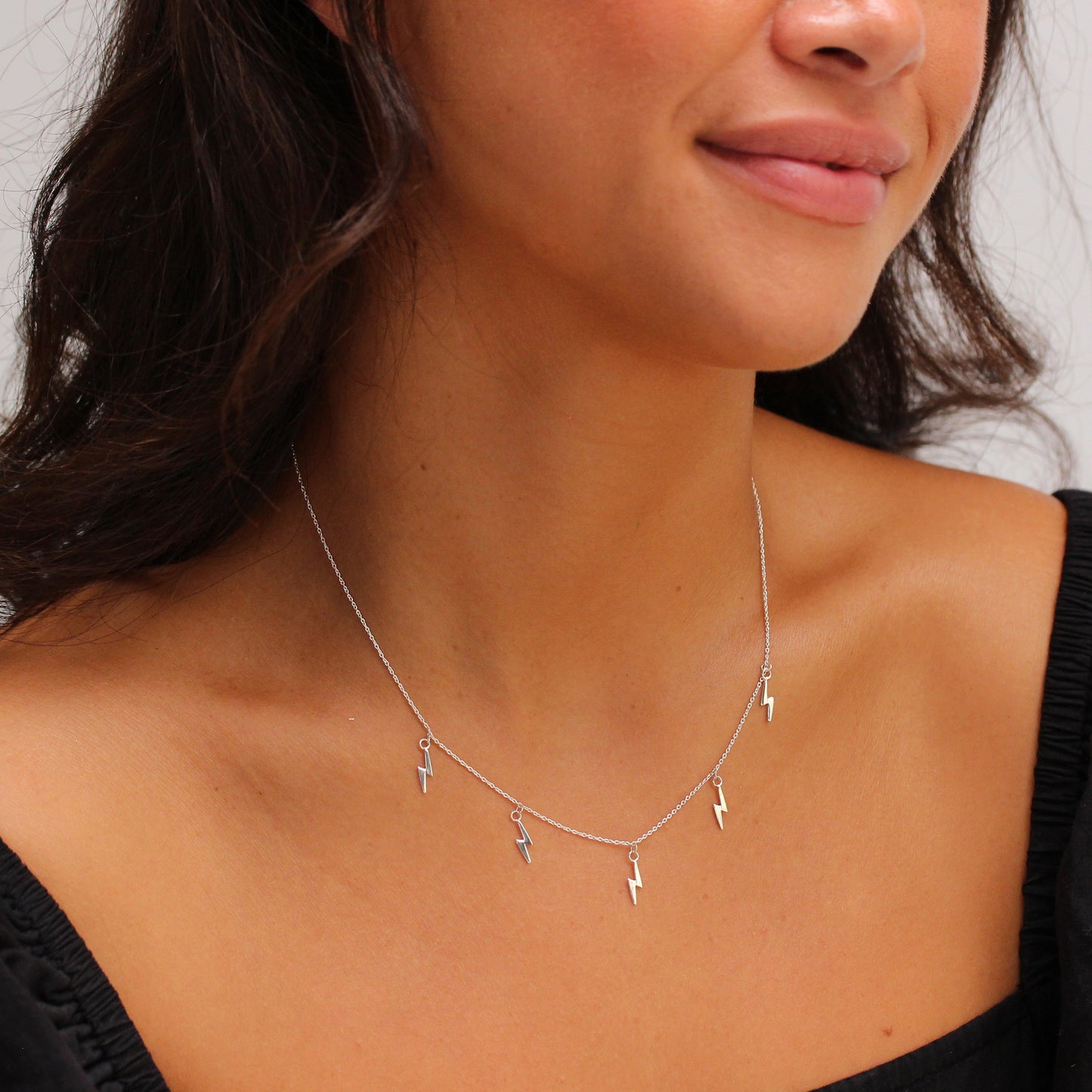 Collier réglable en argent sterling avec plusieurs éclairs de 40 cm