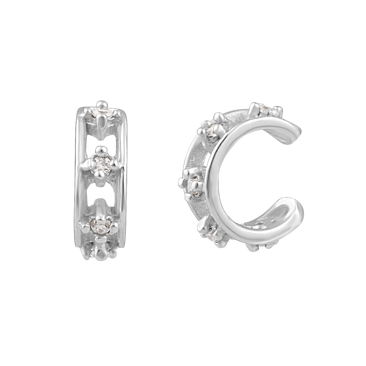 Manchette d'oreille en argent sterling avec double zircone cubique