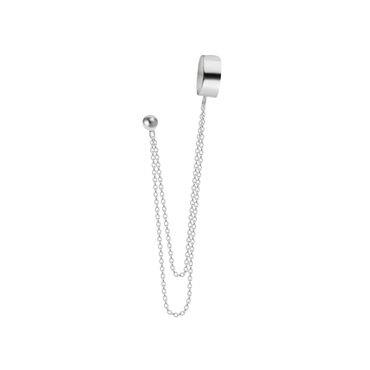 Boucle d'oreille à double chaîne en argent sterling avec boule de 4 mm