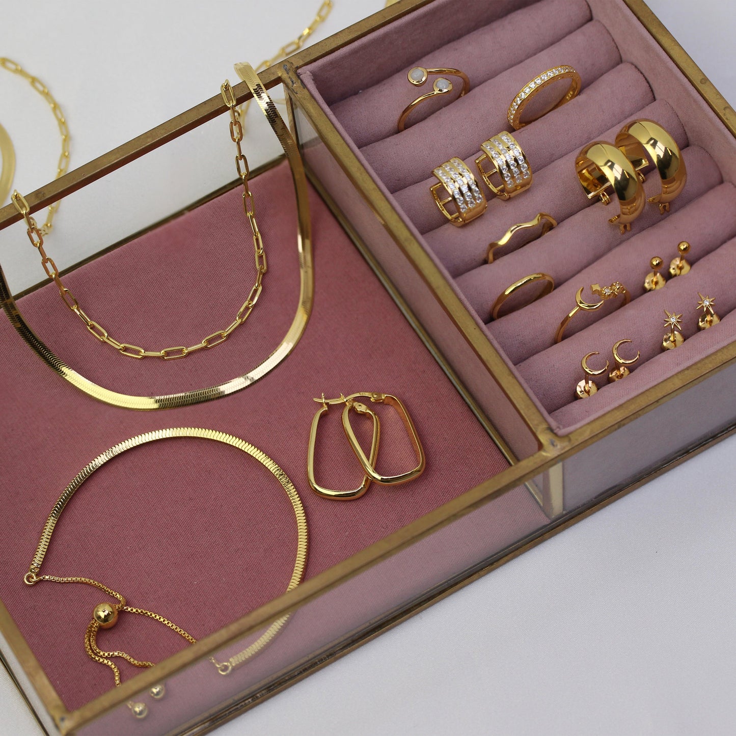 Ensemble de boucles d'oreilles à tige en argent sterling plaqué or avec lune et étoile