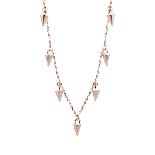 Collier multi-pointes en argent sterling plaqué or rose de 40 cm