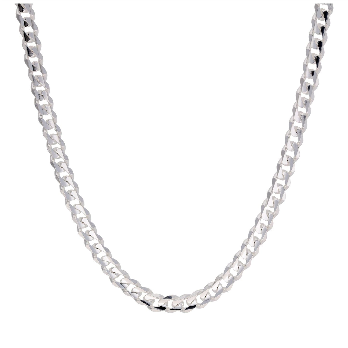 Collier en argent sterling avec chaîne gourmette de 3 mm et diamants taillés en diamants, 45,7 cm