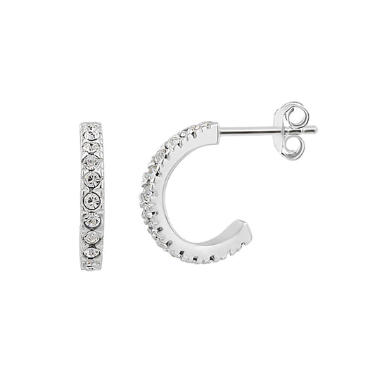 Boucles d'oreilles créoles ouvertes en argent sterling avec zircones cubiques de 10 mm