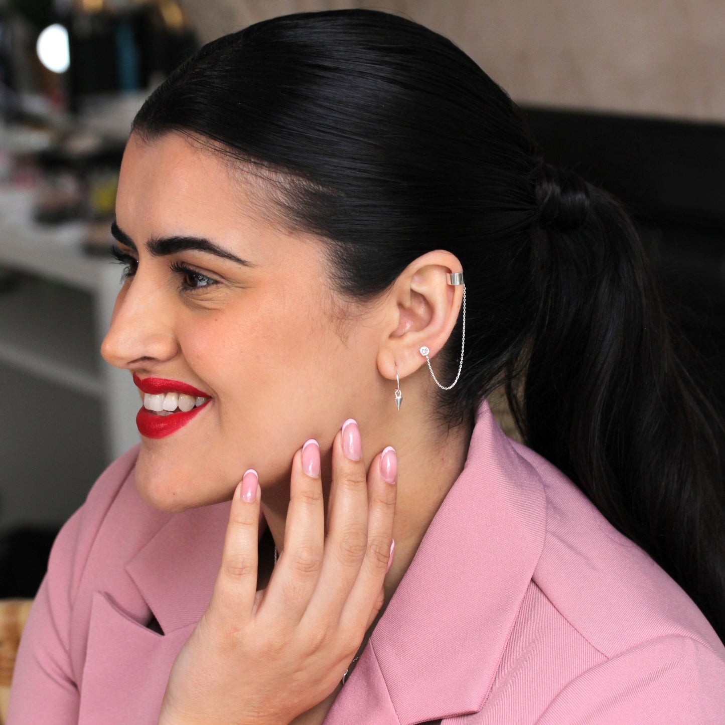 Boucle d'oreille à tige en argent sterling avec zircone cubique