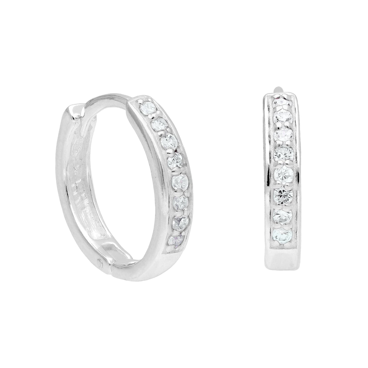 Boucles d'oreilles créoles en argent sterling avec pavé de zircones cubiques aigue-marine de 15 mm