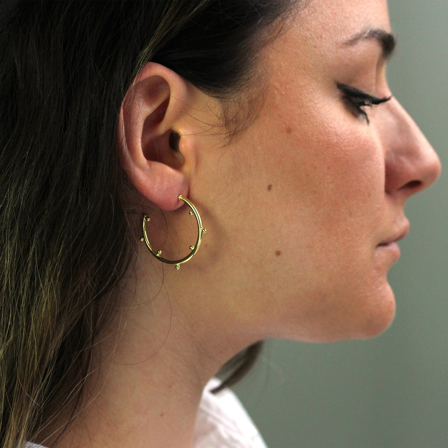 Boucles d'oreilles créoles ouvertes en argent sterling plaqué or de 30 mm
