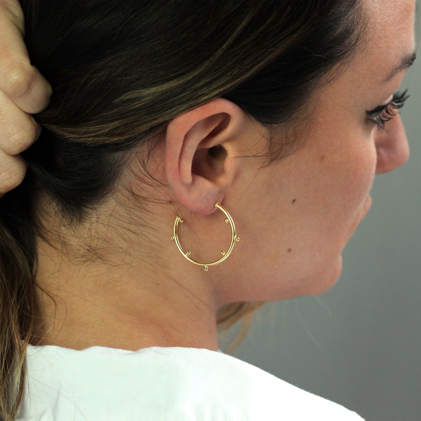 Boucles d'oreilles créoles ouvertes en argent sterling plaqué or de 30 mm