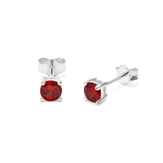 Boucles d'oreilles à tige en argent sterling avec grenat et pierre de naissance CZ, 4 mm