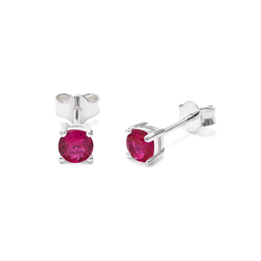 Boucles d'oreilles à tige en argent sterling avec rubis et zircone cubique, pierre de naissance de juillet, 4 mm