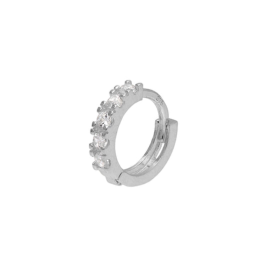 Piercing créole hélix en or blanc 9 carats avec minuscule pavé de zircones cubiques de 8 mm, calibre 26
