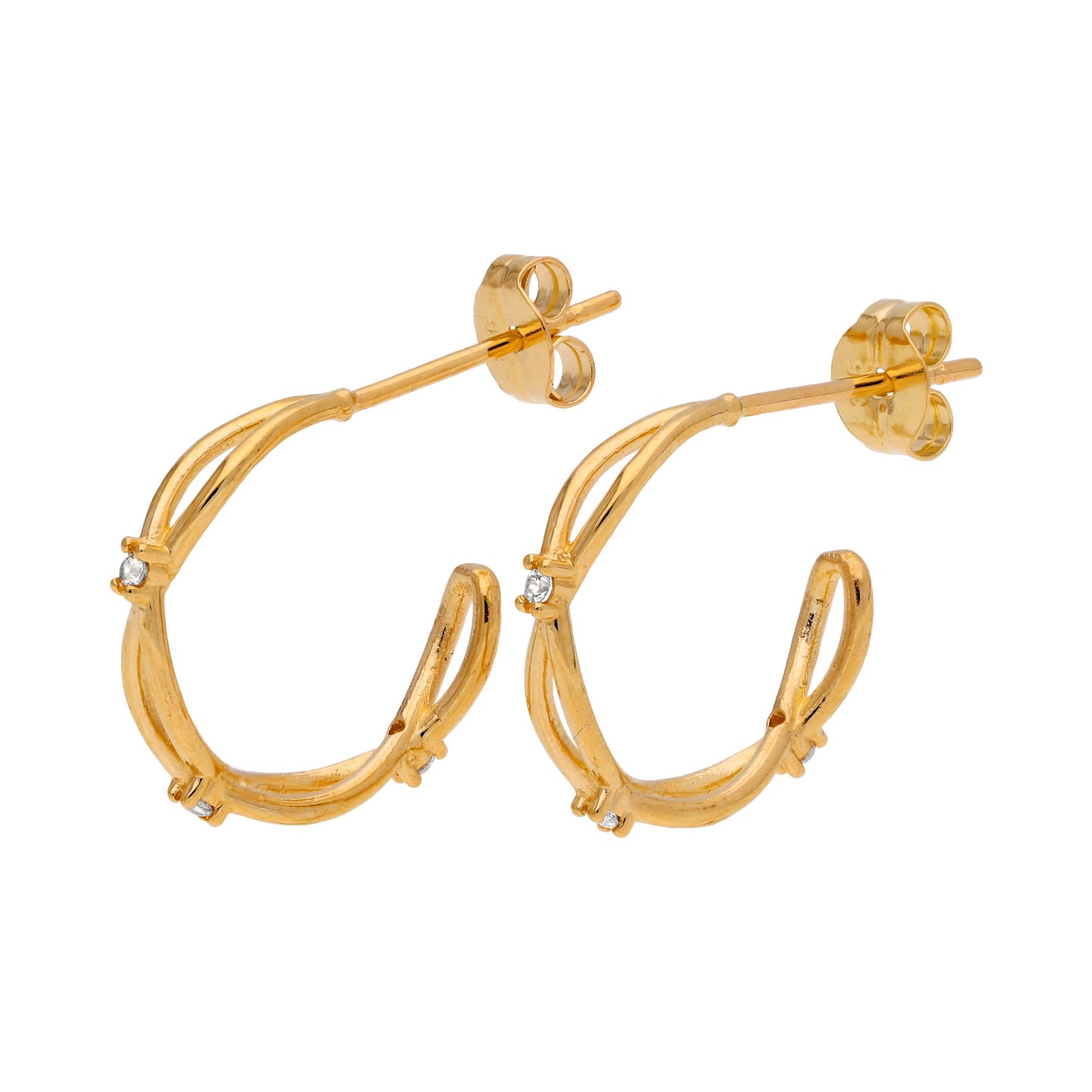 Boucles d'oreilles créoles ouvertes en or 9 carats avec zircones cubiques de 12 mm