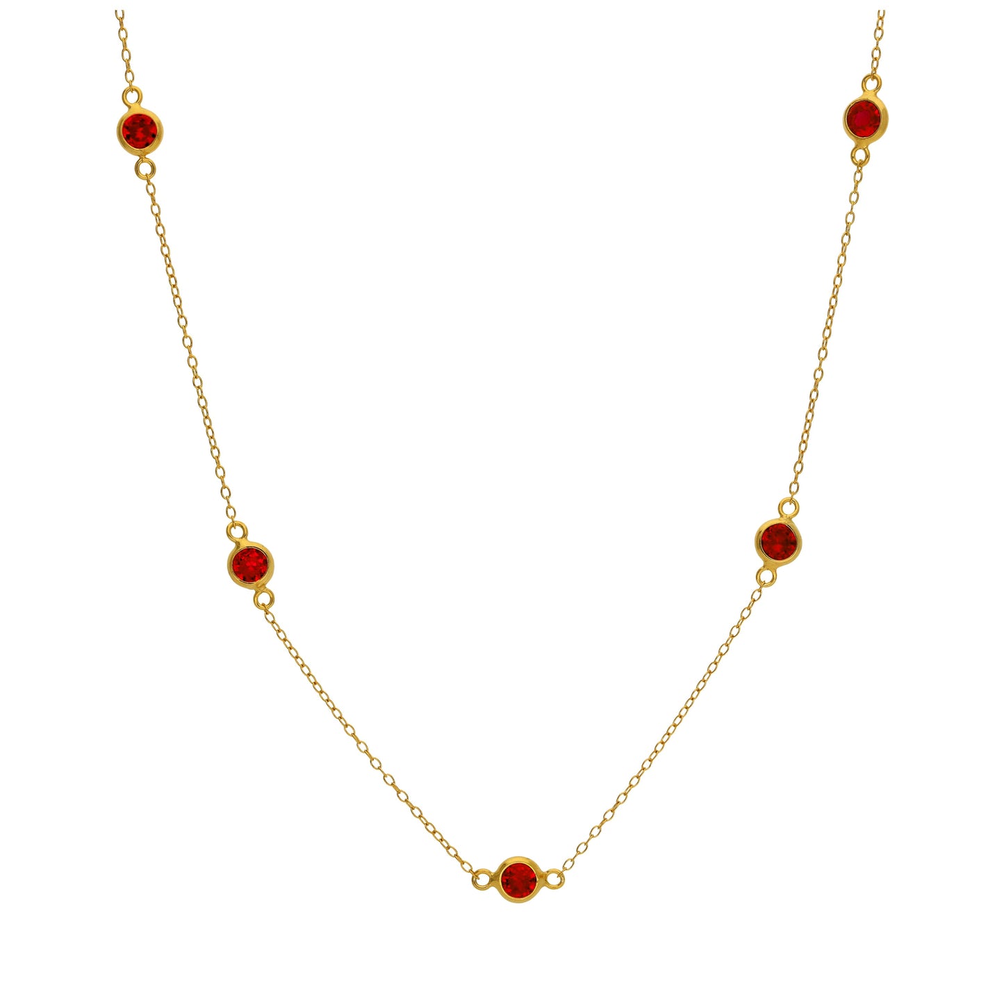 Collier en argent sterling plaqué or avec pierre de naissance en grenat et zircone cubique