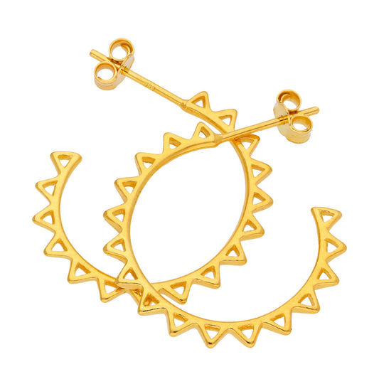 Boucles d'oreilles créoles ouvertes à pointes en argent sterling plaqué or