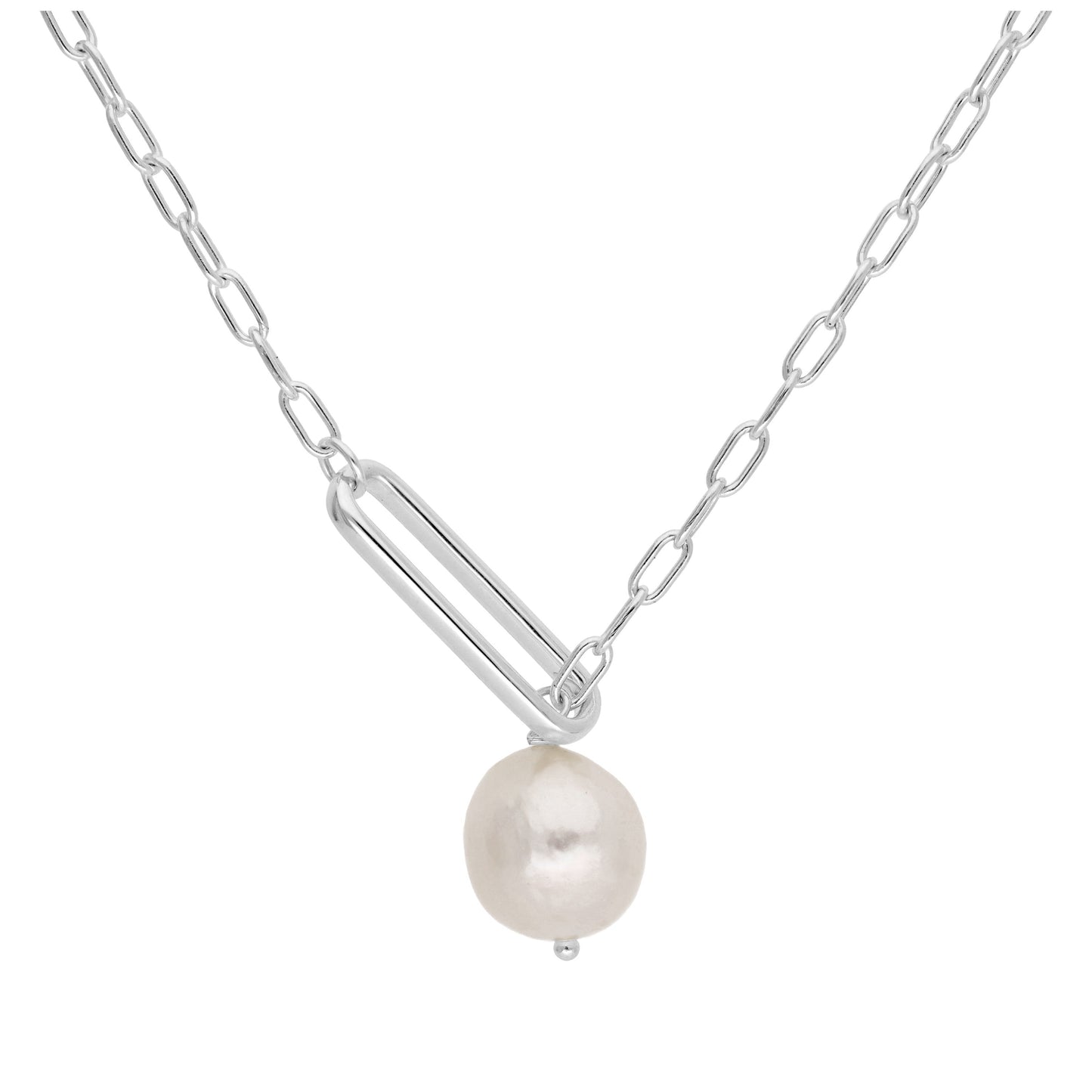 Collier chaîne à maillons en argent sterling avec perles d'eau douce naturelles