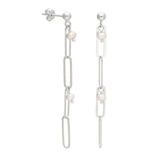 Boucles d'oreilles à tige en argent sterling avec perles d'eau douce