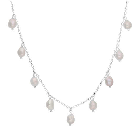 Collier en argent sterling avec perles d'eau douce multiples, 40 cm