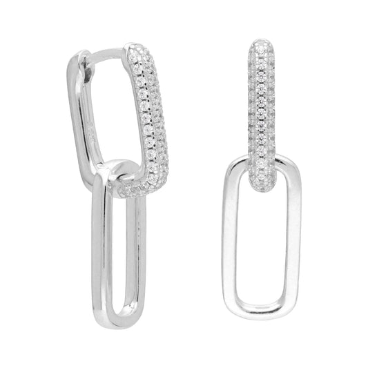 Boucles d'oreilles créoles ovales en argent sterling avec zircones cubiques
