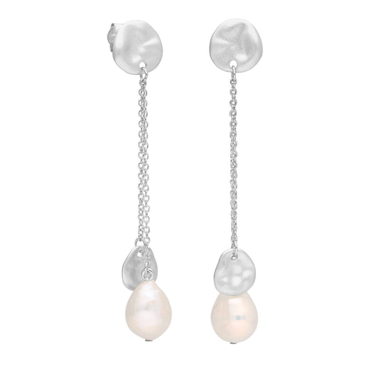 Boucles d'oreilles pendantes en argent sterling avec perles d'eau douce baroques