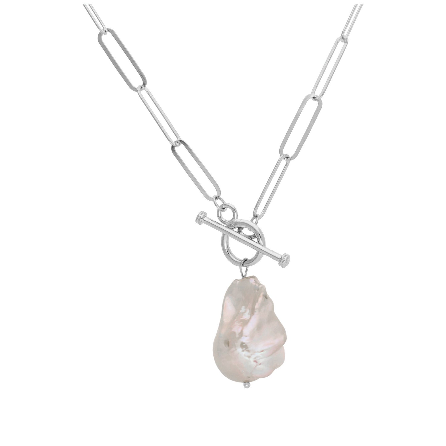 Collier à maillons en argent sterling avec perles d'eau douce uniques