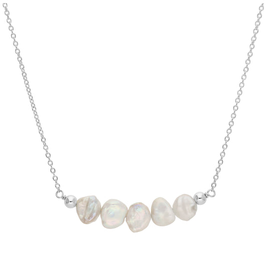 Collier en argent sterling avec 5 perles baroques d'eau douce, 50,8 cm et 5,1 cm