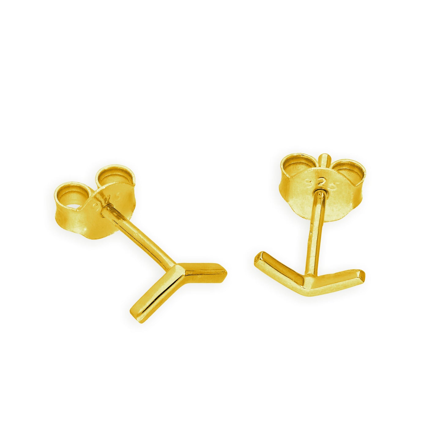 Boucles d'oreilles à tige en argent sterling plaqué or et chevrons