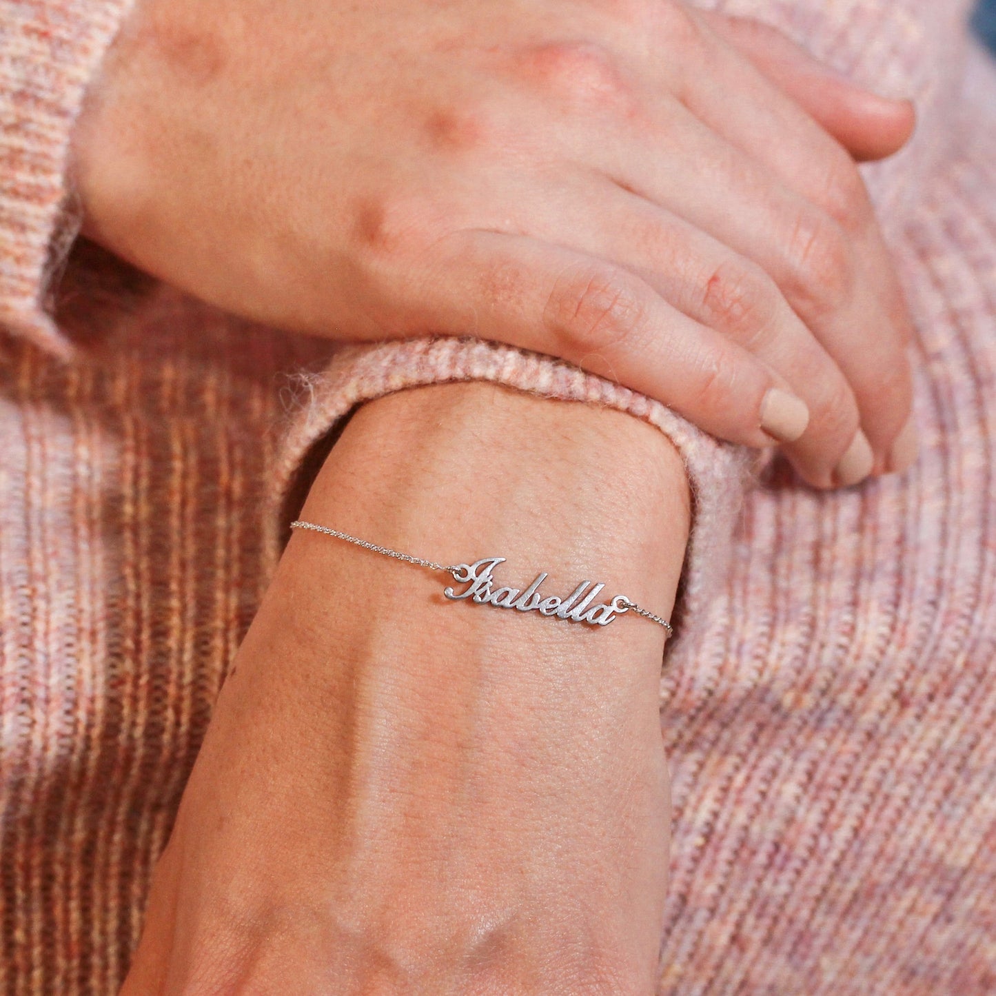 Bracelet réglable personnalisé en argent sterling avec nom